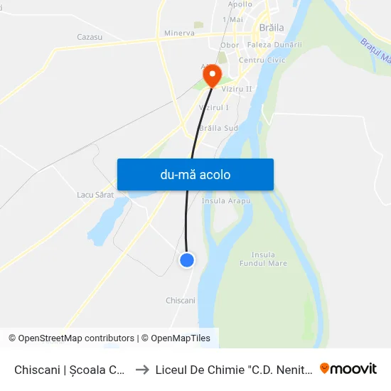 Harta de Chiscani | Școala Cartier către Liceul De Chimie "C.D. Nenitescu"