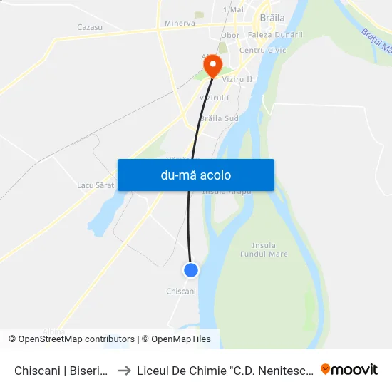 Harta de Chiscani | Biserică către Liceul De Chimie "C.D. Nenitescu"
