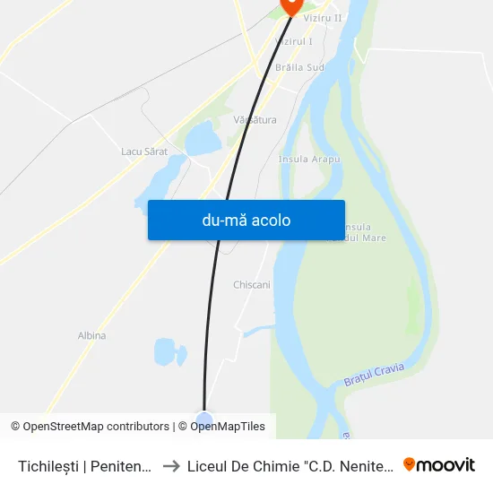 Harta de Tichilești | Penitenciar către Liceul De Chimie "C.D. Nenitescu"