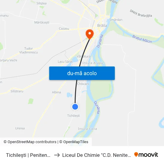 Harta de Tichilești | Penitenciar către Liceul De Chimie "C.D. Nenitescu"