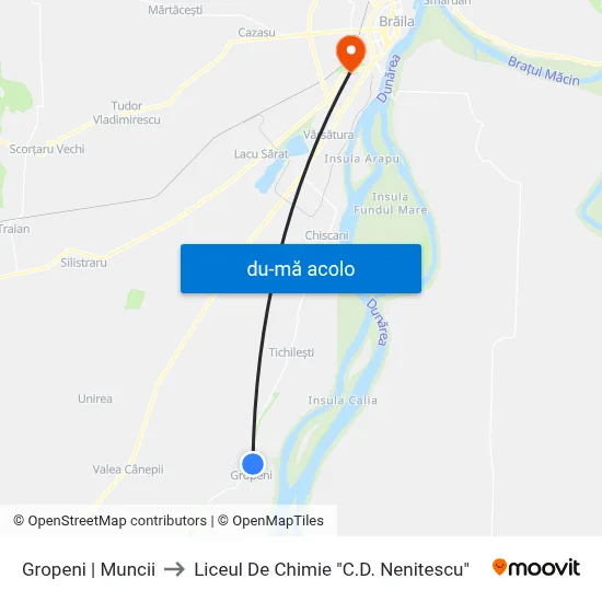 Harta de Gropeni | Muncii către Liceul De Chimie "C.D. Nenitescu"