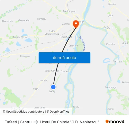 Harta de Tufești | Centru către Liceul De Chimie "C.D. Nenitescu"
