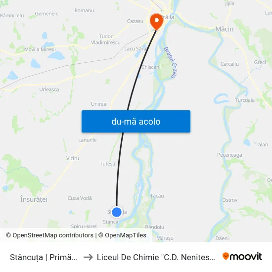 Harta de Stăncuța | Primăria către Liceul De Chimie "C.D. Nenitescu"
