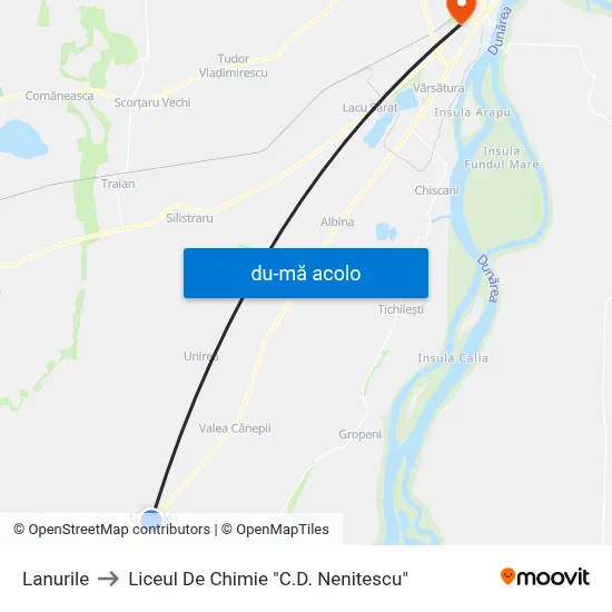 Harta de Lanurile către Liceul De Chimie "C.D. Nenitescu"