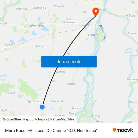 Harta de Măru Roșu către Liceul De Chimie "C.D. Nenitescu"