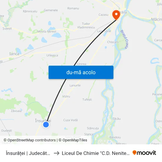 Harta de Însurăței | Judecătoria către Liceul De Chimie "C.D. Nenitescu"