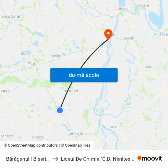 Harta de Bărăganul | Biserică către Liceul De Chimie "C.D. Nenitescu"