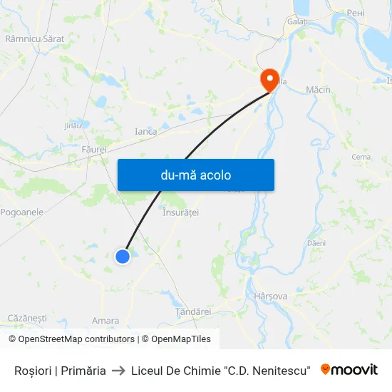 Harta de Roșiori | Primăria către Liceul De Chimie "C.D. Nenitescu"