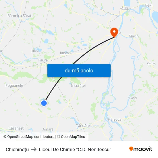 Harta de Chichinețu către Liceul De Chimie "C.D. Nenitescu"