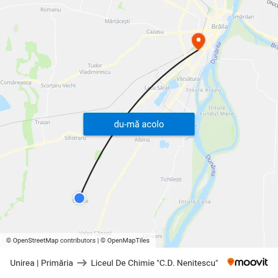 Harta de Unirea | Primăria către Liceul De Chimie "C.D. Nenitescu"
