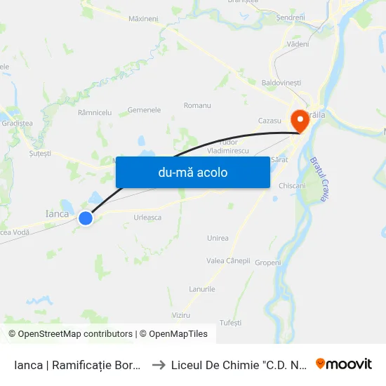 Harta de Ianca | Ramificație Bordei Verde către Liceul De Chimie "C.D. Nenitescu"