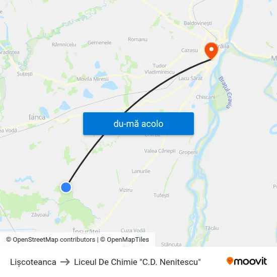 Harta de Lișcoteanca către Liceul De Chimie "C.D. Nenitescu"