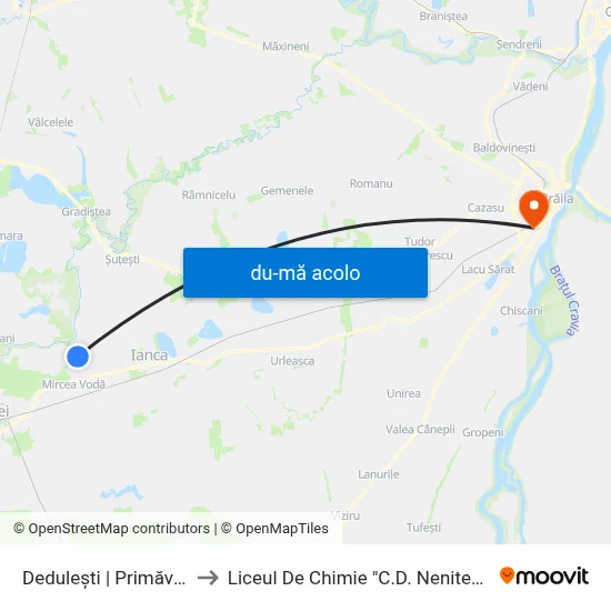 Harta de Dedulești | Primăverii către Liceul De Chimie "C.D. Nenitescu"
