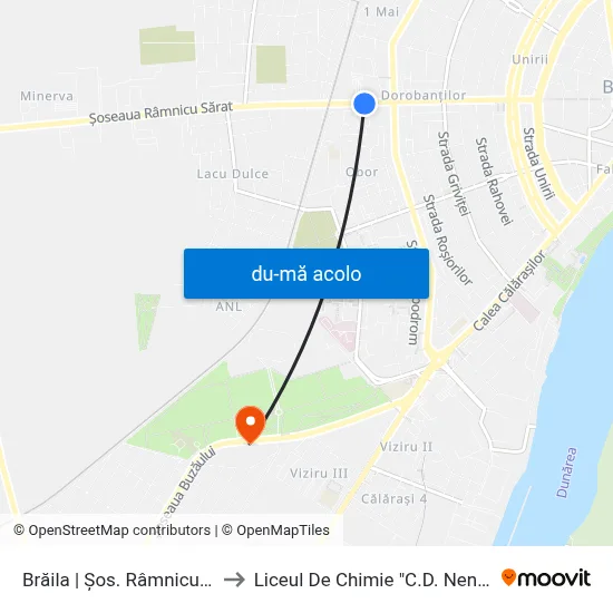 Harta de Brăila | Șos. Râmnicu Sărat către Liceul De Chimie "C.D. Nenitescu"