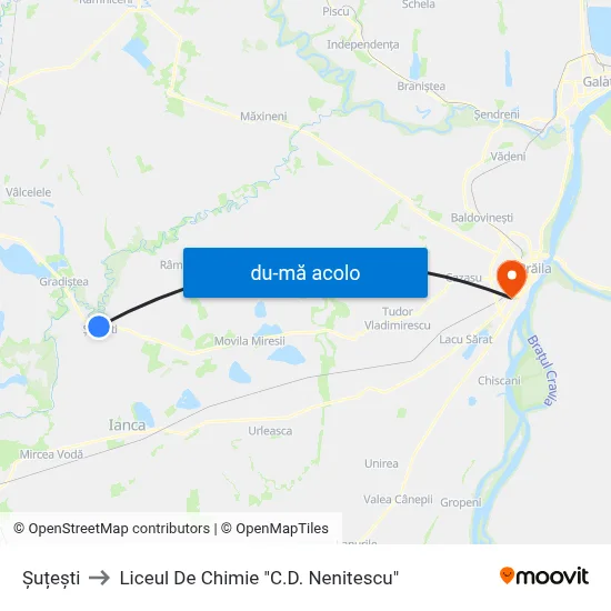 Harta de Șuțești către Liceul De Chimie "C.D. Nenitescu"