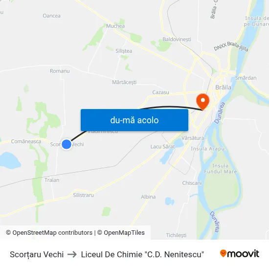 Harta de Scorțaru Vechi către Liceul De Chimie "C.D. Nenitescu"