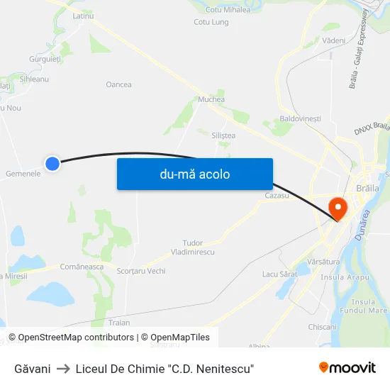 Harta de Găvani către Liceul De Chimie "C.D. Nenitescu"