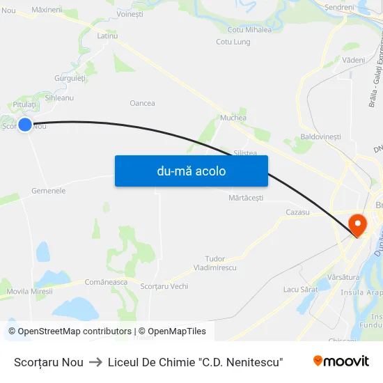 Harta de Scorțaru Nou către Liceul De Chimie "C.D. Nenitescu"