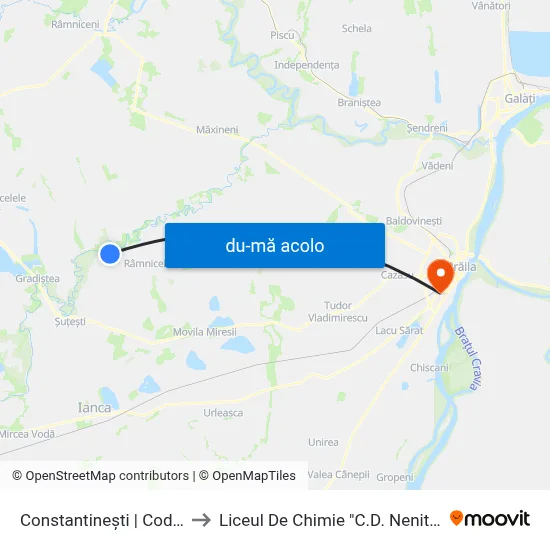 Harta de Constantinești | Codrului către Liceul De Chimie "C.D. Nenitescu"
