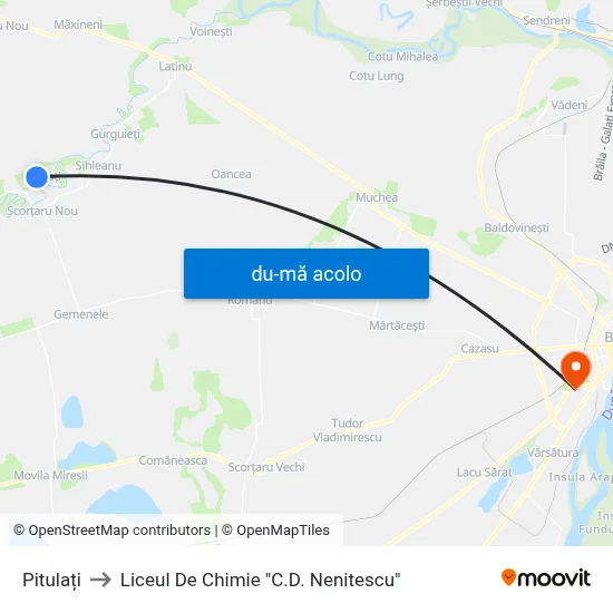 Harta de Pitulați către Liceul De Chimie "C.D. Nenitescu"
