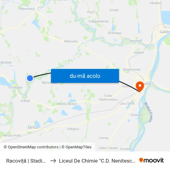 Harta de Racoviță | Stadion către Liceul De Chimie "C.D. Nenitescu"