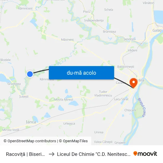 Harta de Racoviță | Biserica către Liceul De Chimie "C.D. Nenitescu"