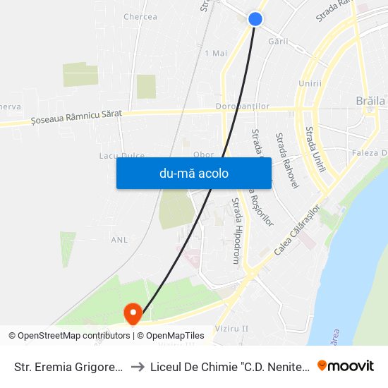 Harta de Str. Eremia Grigorescu către Liceul De Chimie "C.D. Nenitescu"