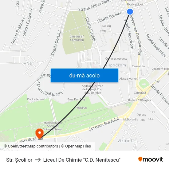 Harta de Str. Școlilor către Liceul De Chimie "C.D. Nenitescu"