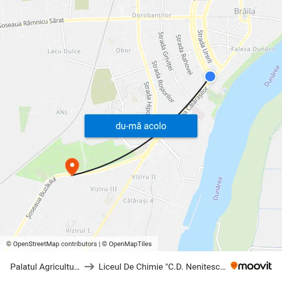 Harta de Palatul Agriculturii către Liceul De Chimie "C.D. Nenitescu"