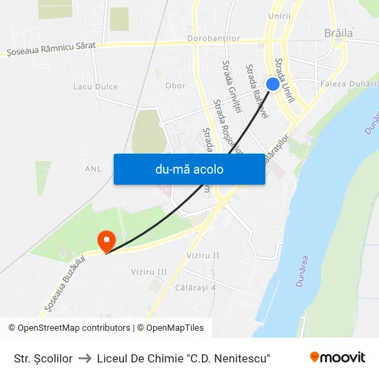 Harta de Str. Școlilor către Liceul De Chimie "C.D. Nenitescu"