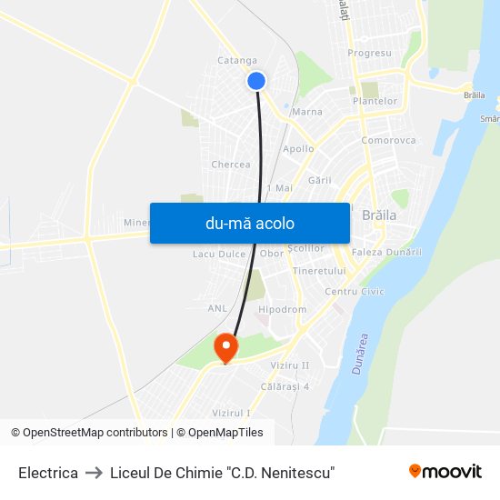 Harta de Electrica către Liceul De Chimie "C.D. Nenitescu"