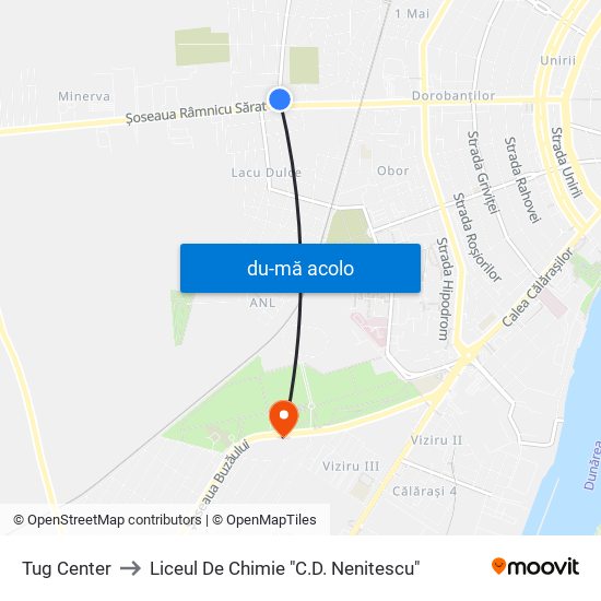 Harta de Tug Center către Liceul De Chimie "C.D. Nenitescu"