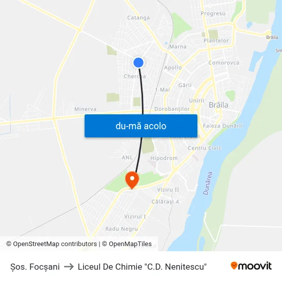 Harta de Șos. Focșani către Liceul De Chimie "C.D. Nenitescu"