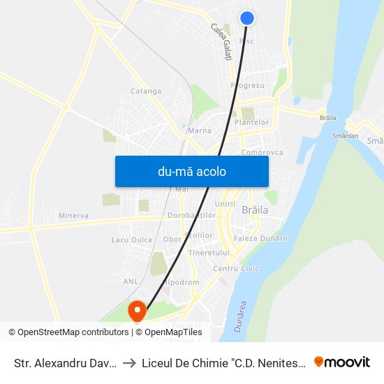 Harta de Str. Alexandru Davila către Liceul De Chimie "C.D. Nenitescu"