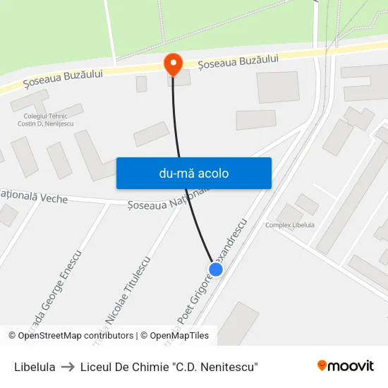 Harta de Libelula către Liceul De Chimie "C.D. Nenitescu"