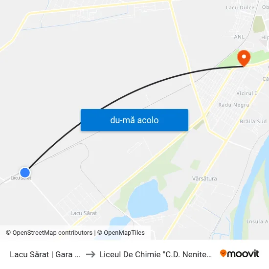 Harta de Lacu Sărat | Gara Cfr către Liceul De Chimie "C.D. Nenitescu"
