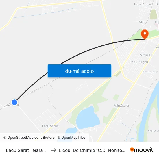 Harta de Lacu Sărat | Gara Cfr către Liceul De Chimie "C.D. Nenitescu"