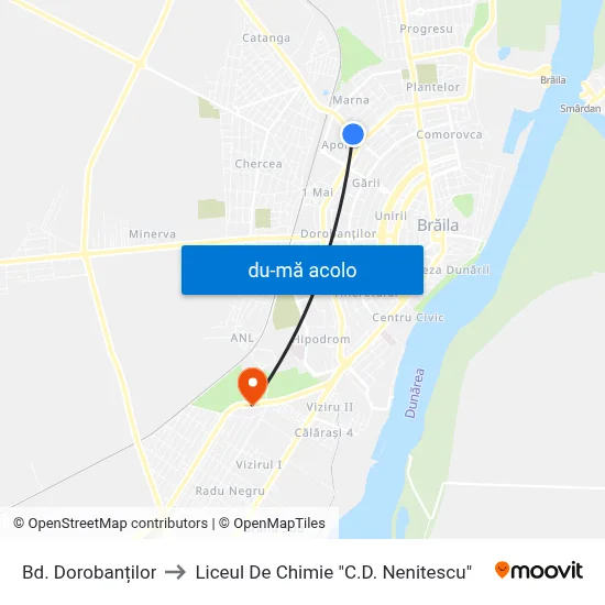 Harta de Bd. Dorobanților către Liceul De Chimie "C.D. Nenitescu"
