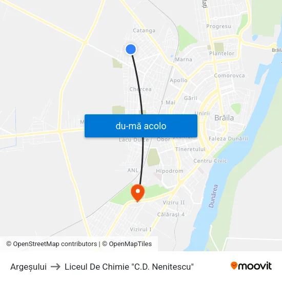 Harta de Argeșului către Liceul De Chimie "C.D. Nenitescu"