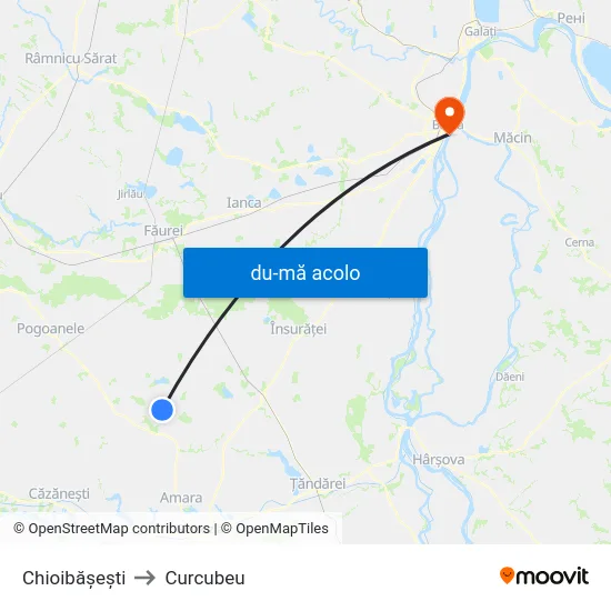 Harta de Chioibășești către Curcubeu