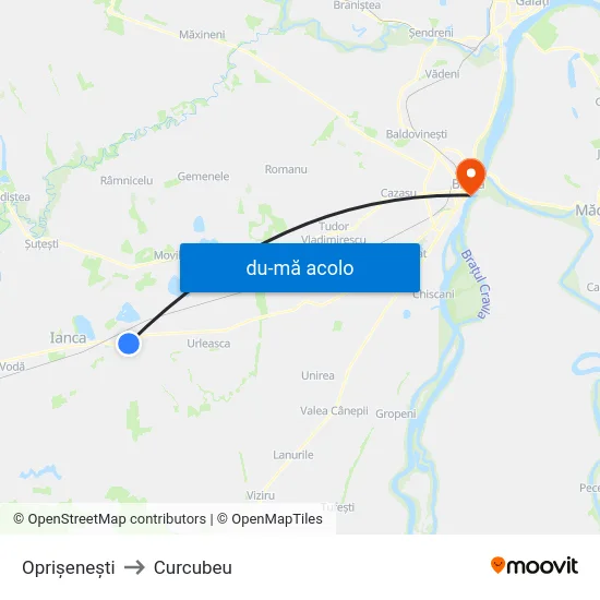 Harta de Oprișenești către Curcubeu