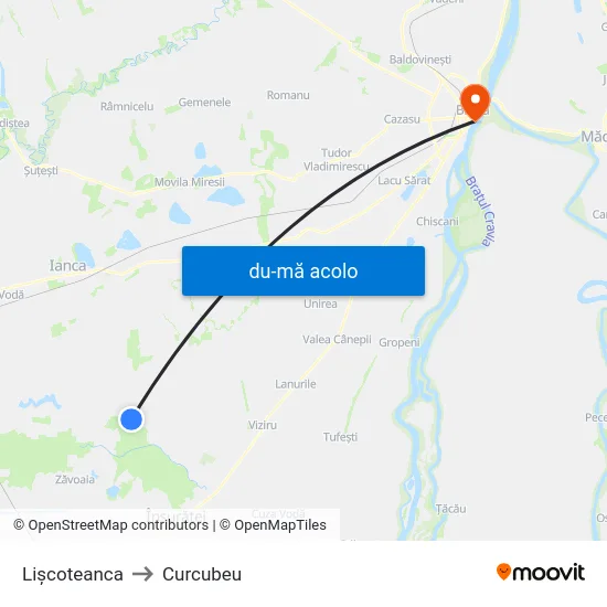 Harta de Lișcoteanca către Curcubeu