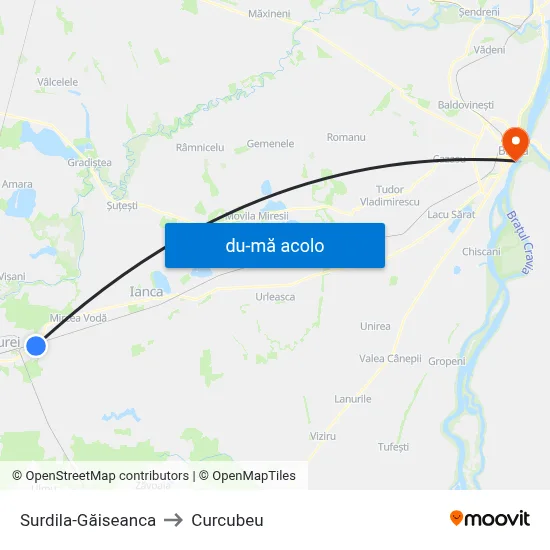 Harta de Surdila-Găiseanca către Curcubeu