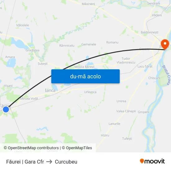 Harta de Făurei | Gara Cfr către Curcubeu