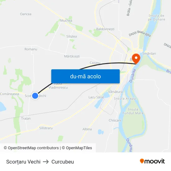 Harta de Scorțaru Vechi către Curcubeu