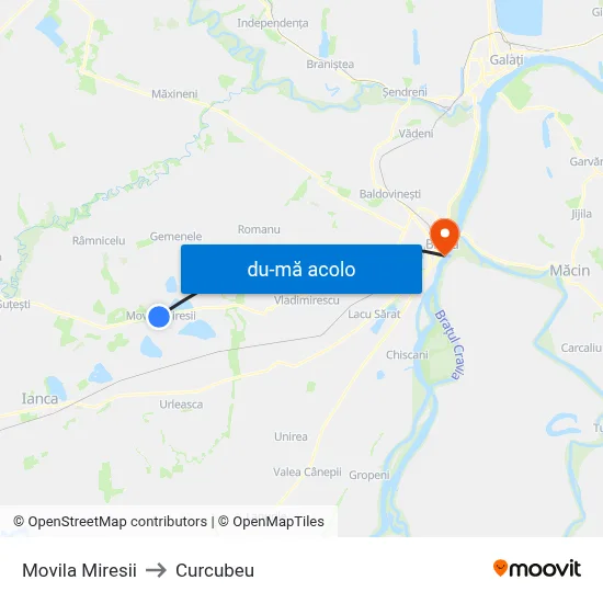Harta de Movila Miresii către Curcubeu