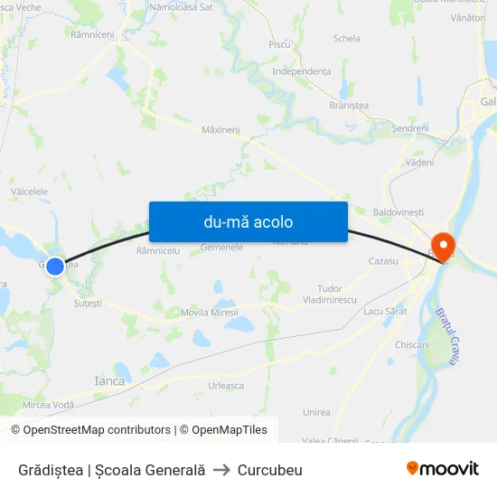 Harta de Grădiștea | Școala Generală către Curcubeu