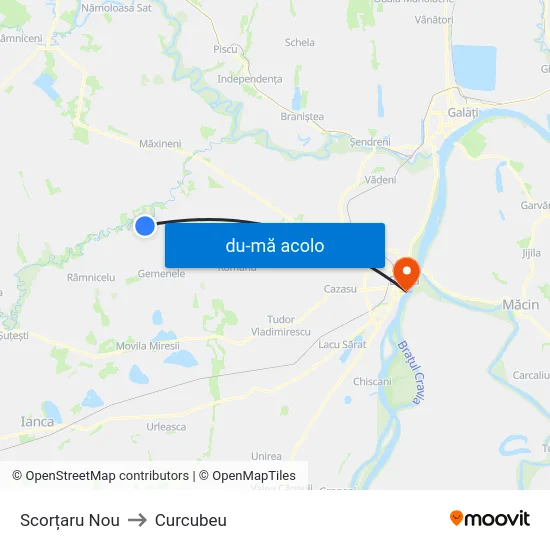 Harta de Scorțaru Nou către Curcubeu