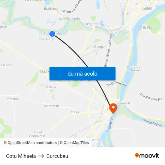 Harta de Cotu Mihaela către Curcubeu
