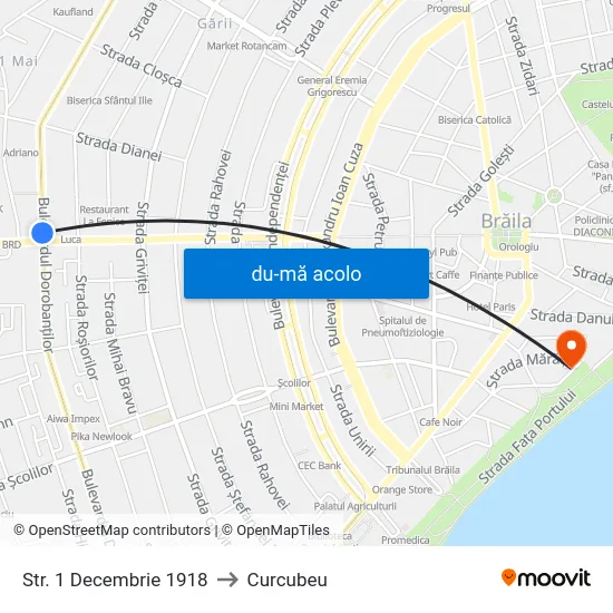 Harta de Str. 1 Decembrie 1918 către Curcubeu